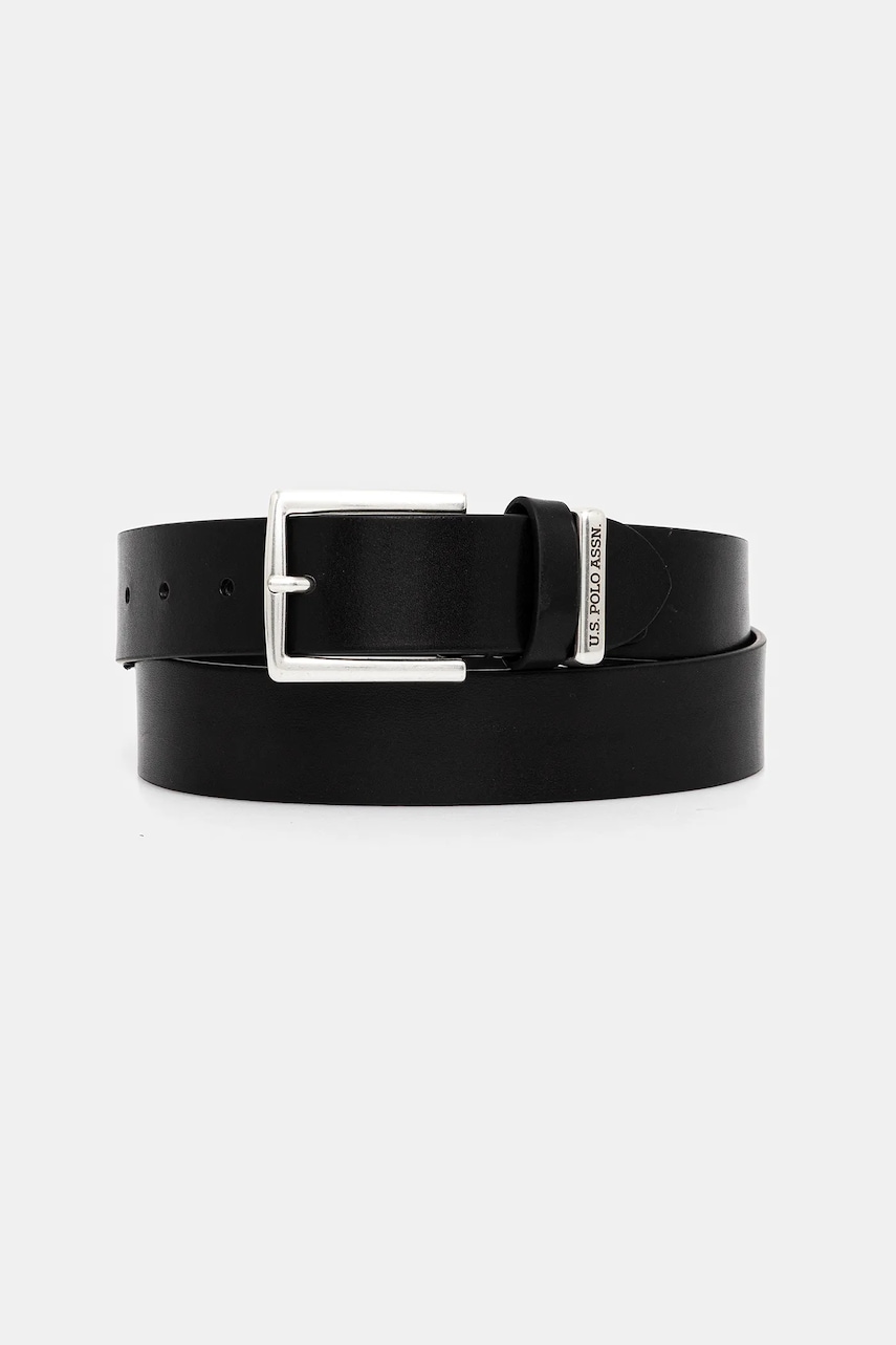 U.S. Polo Assn. curea de piele Hitchcock culoarea negru, AIUH32318MHA