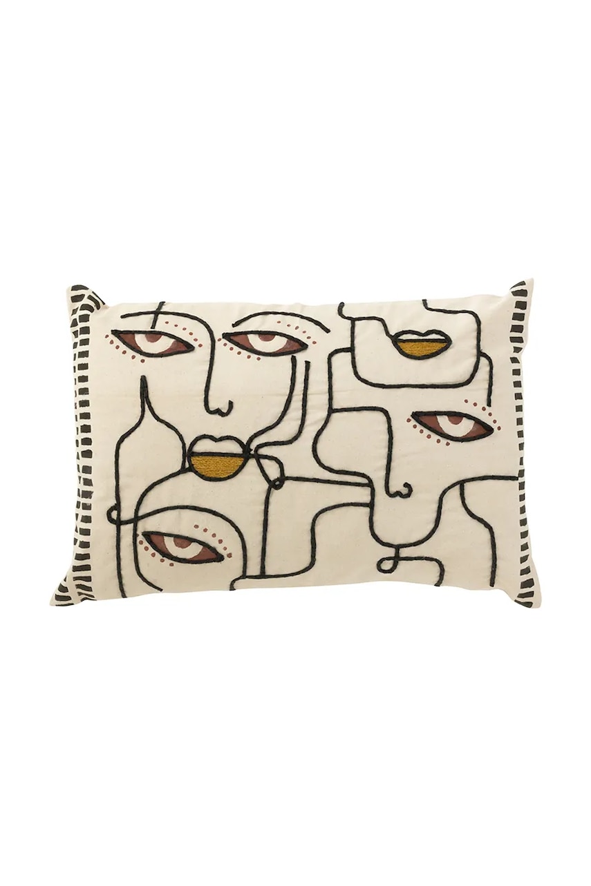 J-Line pernă decorativă din bumbac Faces 68 x 40 cm