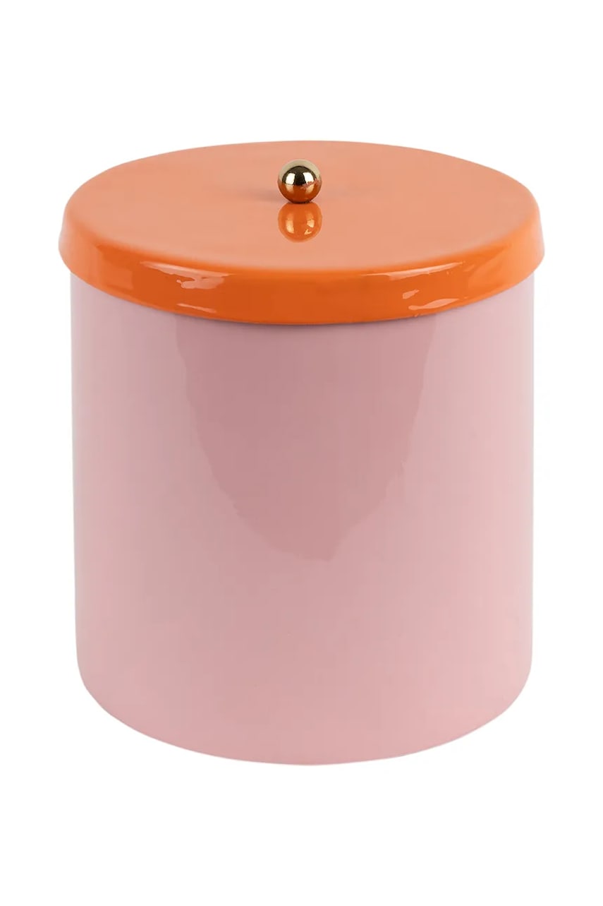 Present Time recipient cu capac Double Funky 14 x 13 cm culoarea roz