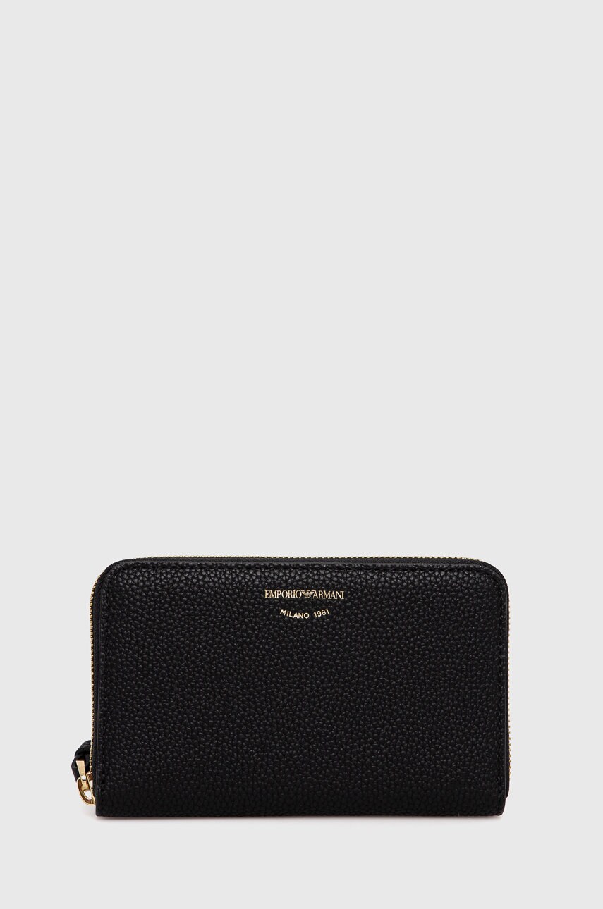 Emporio armani portofel de piele femei, culoarea negru