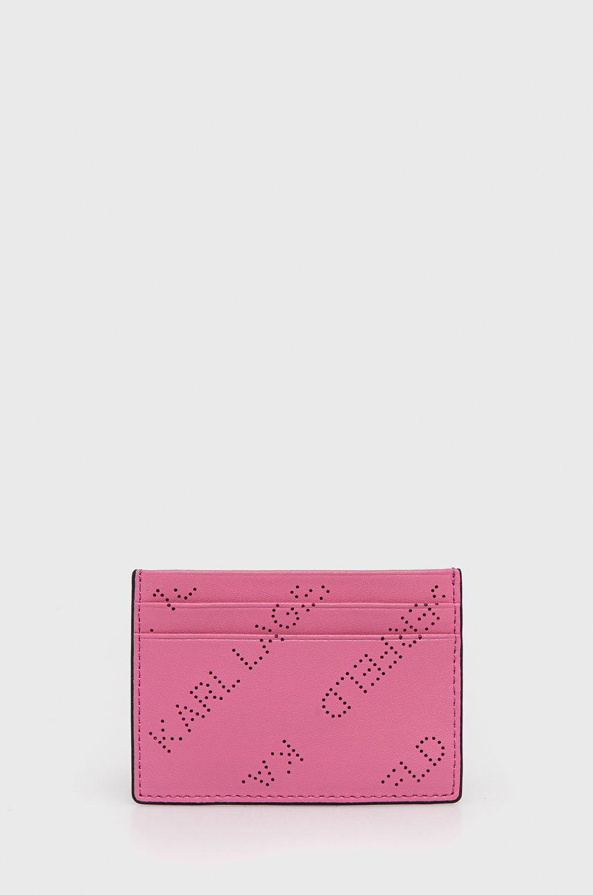 Levně Pouzdro na karty Karl Lagerfeld růžová barva