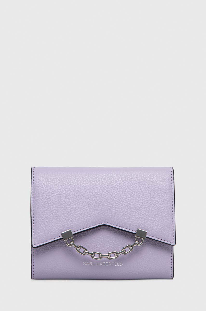 Karl Lagerfeld portofel de piele femei, culoarea violet accesorii imagine noua gjx.ro