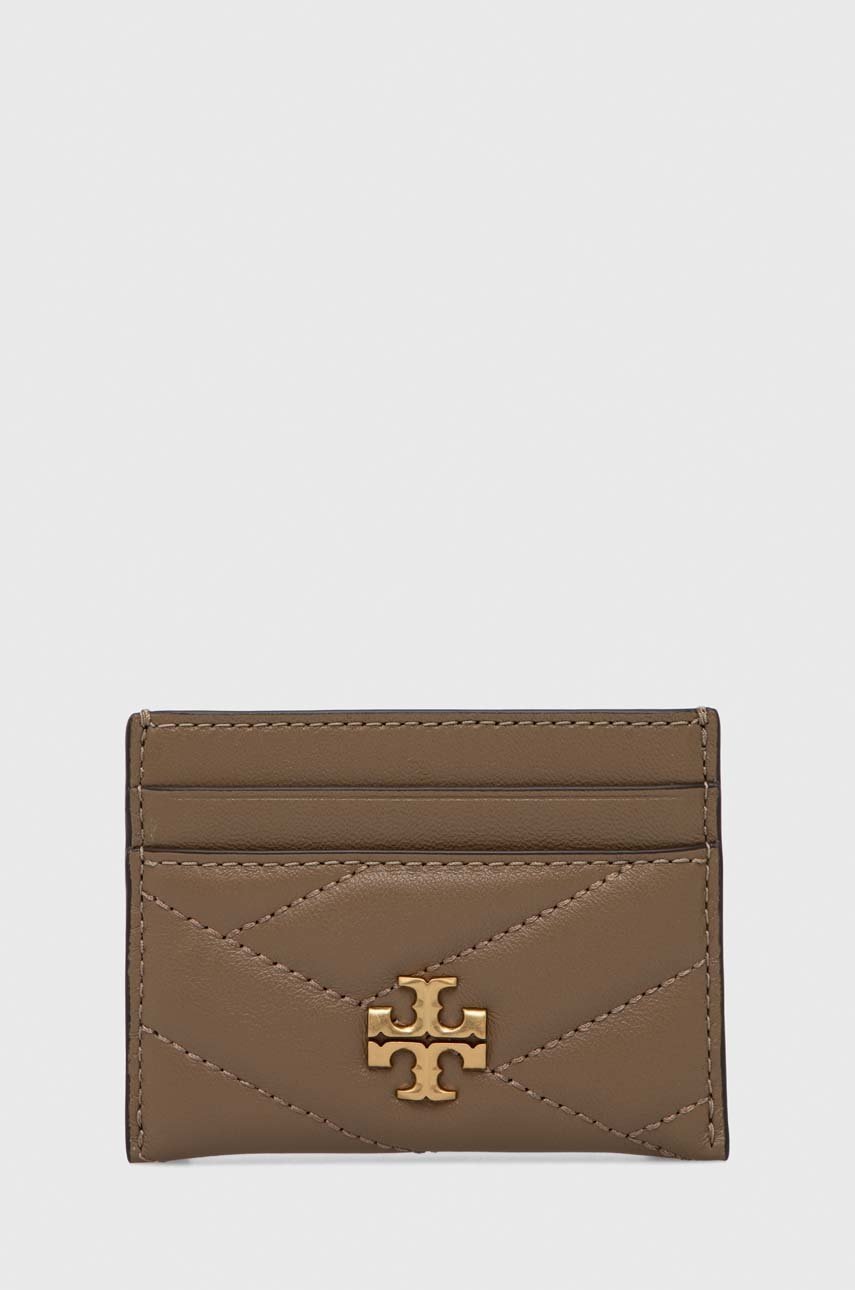 

Шкіряний чохол на банківські карти Tory Burch жіночий колір бежевий