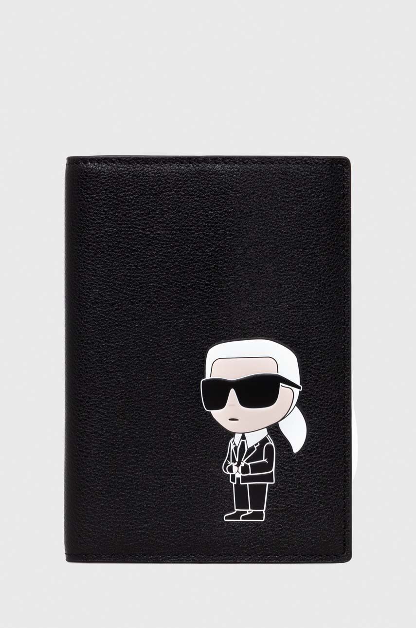 Levně Kožená peněženka Karl Lagerfeld černá barva