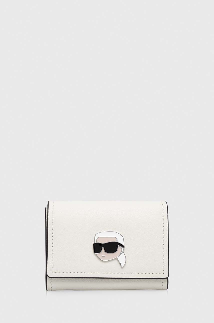 Levně Kožená peněženka Karl Lagerfeld bílá barva
