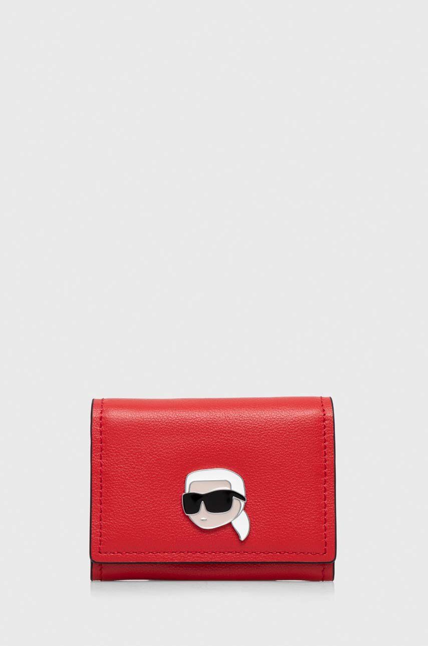 Levně Kožená peněženka Karl Lagerfeld červená barva
