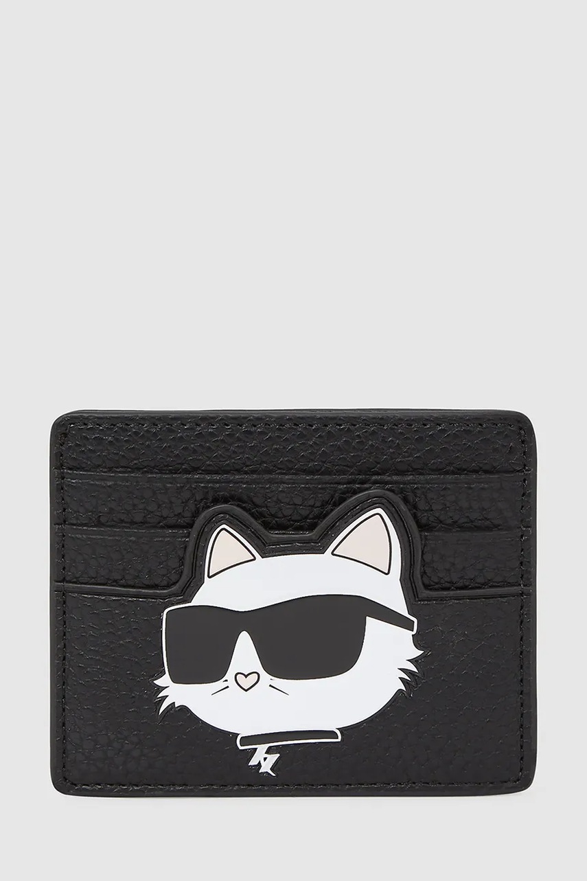 Levně Pouzdro na karty Karl Lagerfeld dámské, černá barva, A4W32080
