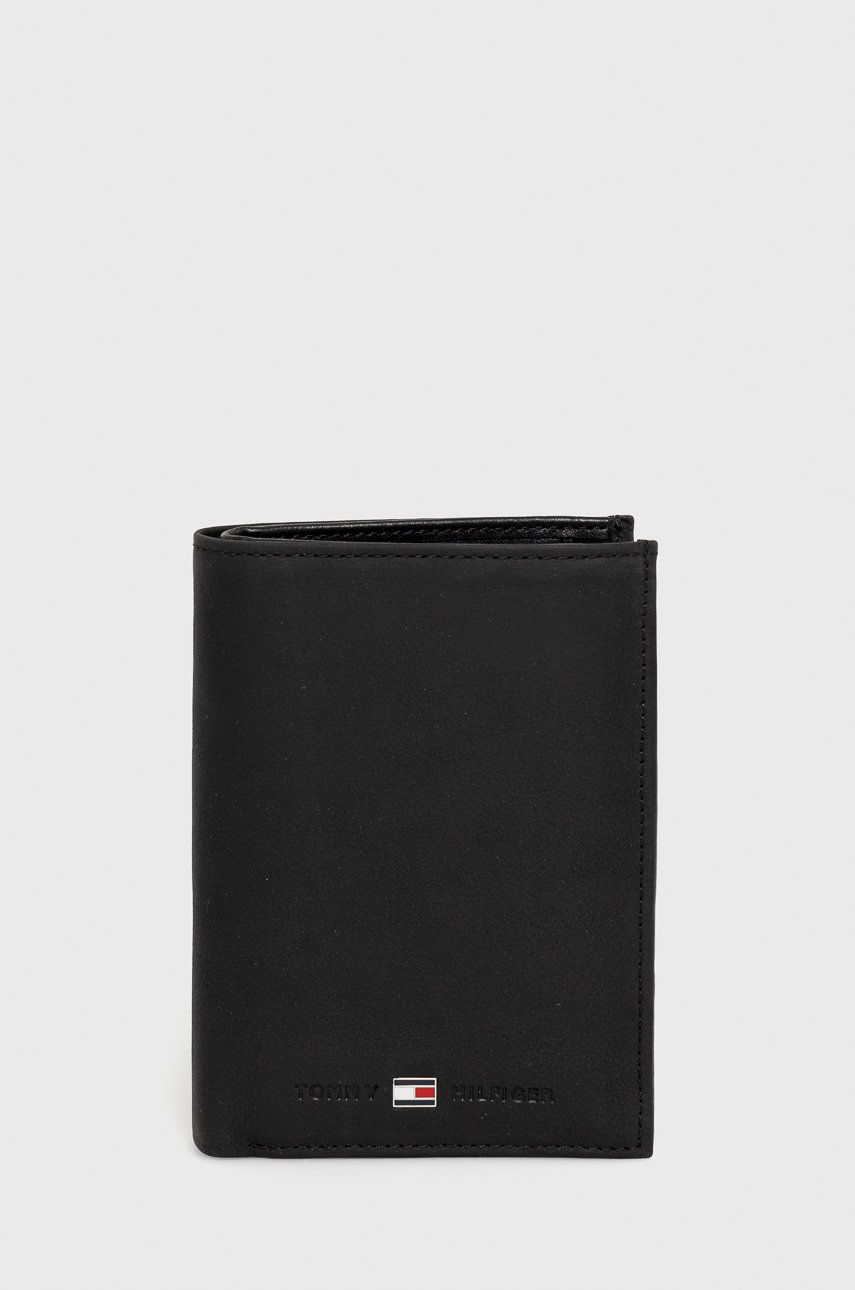 Levně Kožená peněženka Tommy Hilfiger pánská, černá barva