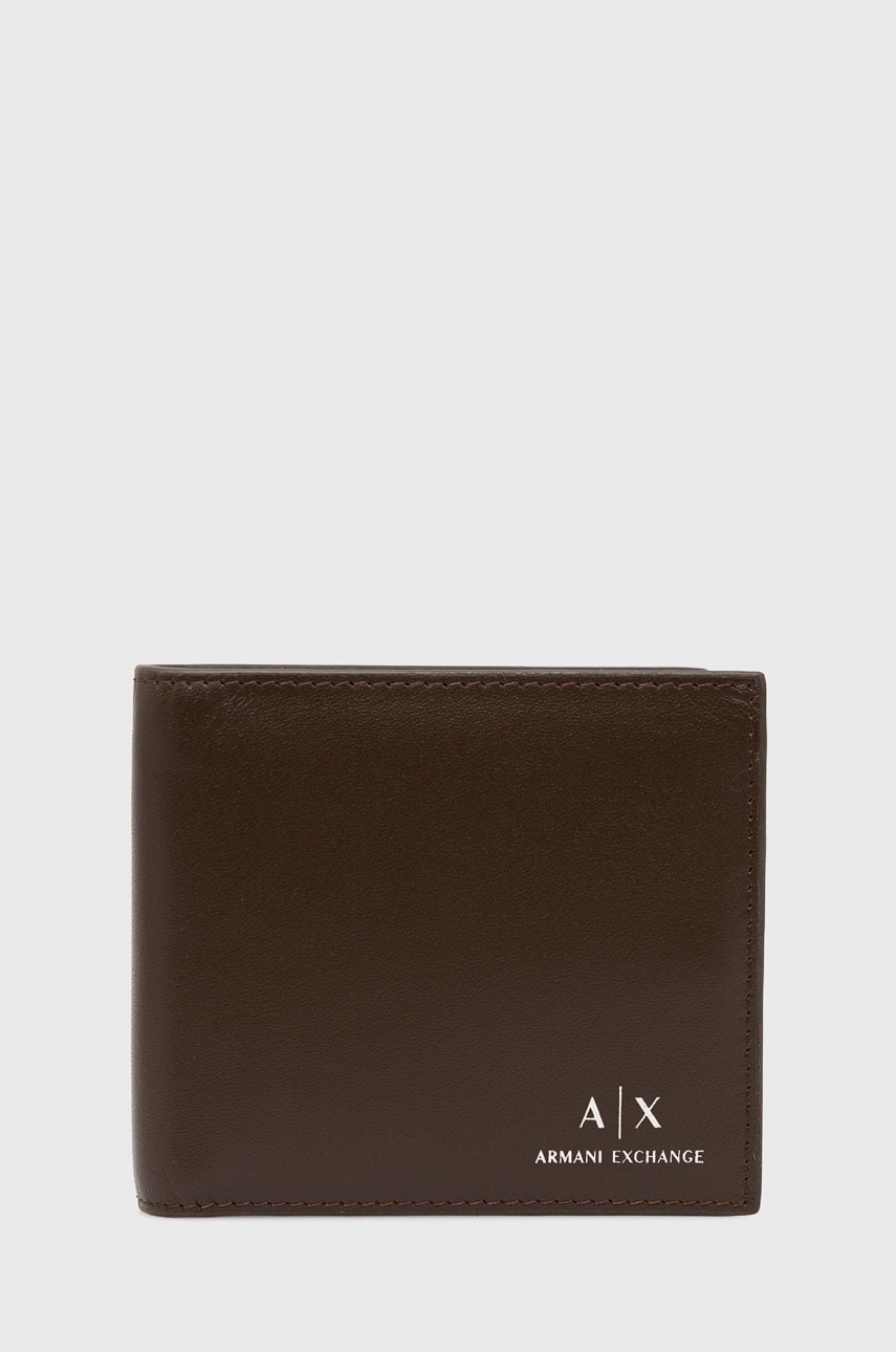 Armani Exchange portofel de piele barbati, culoarea maro