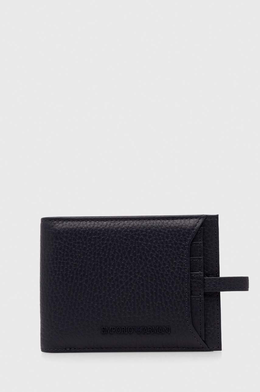 

Кожен портфейл Emporio Armani мъжки в тъмносиньо, Тъмносин