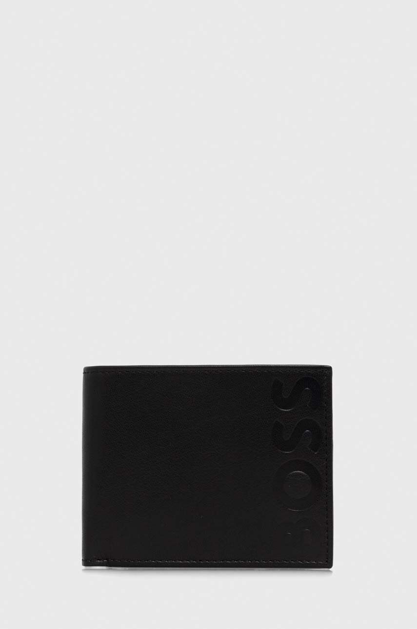 Levně Kožená peněženka BOSS černá barva, 50470784