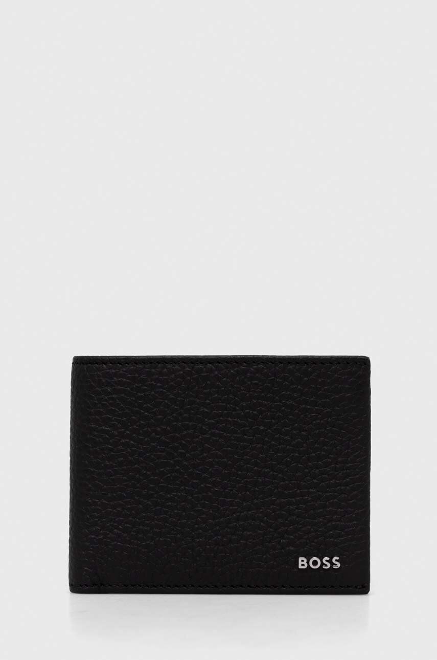 Levně Kožená peněženka BOSS černá barva, 50474416