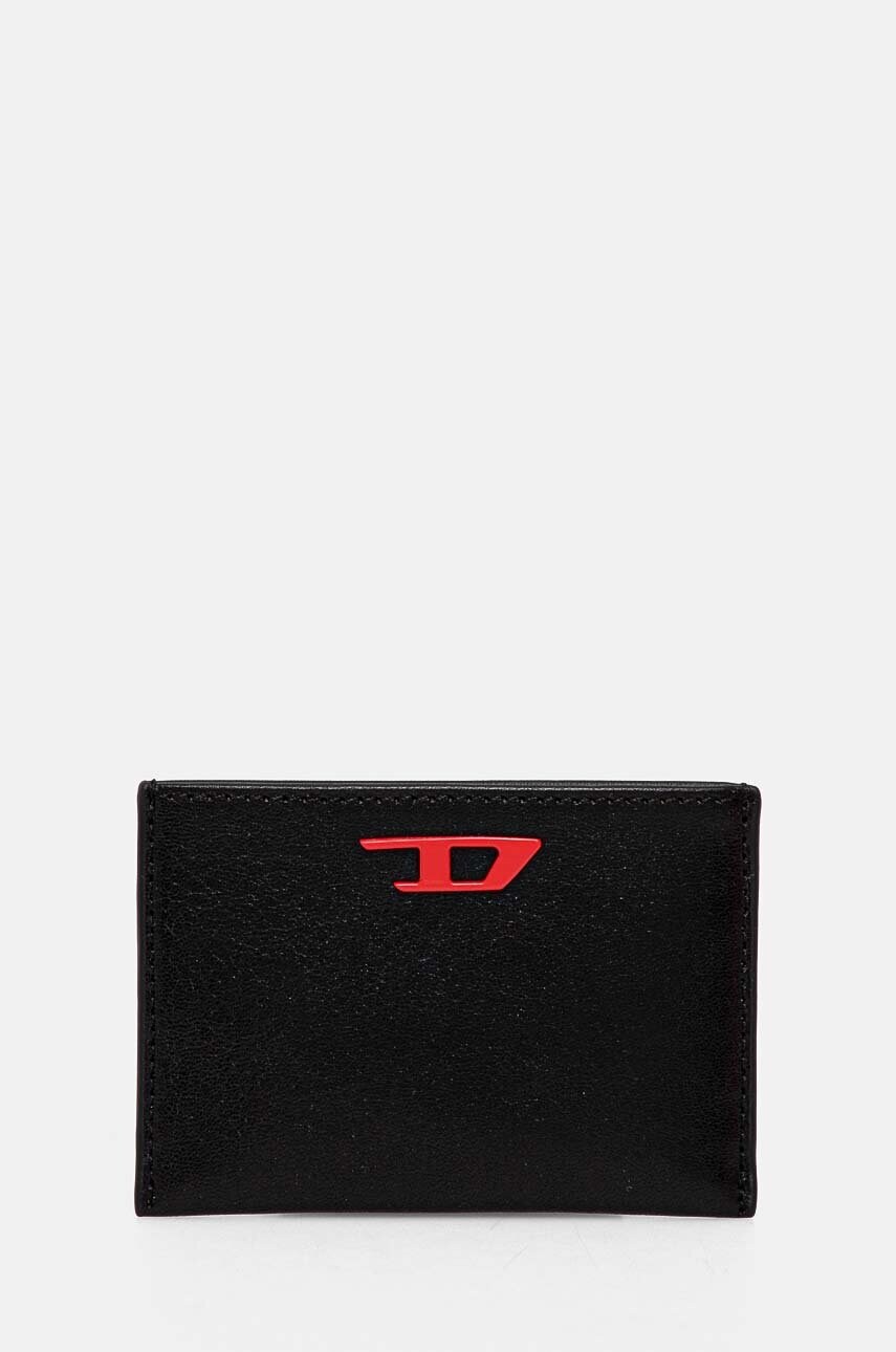 Levně Kožené pouzdro na karty Diesel RAVE CARD CASE černá barva, X09904.P3738