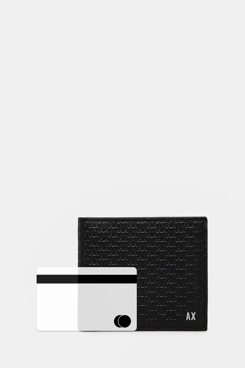 Шкіряний гаманець Armani Exchange чоловічий колір чорний 958097 4R847 