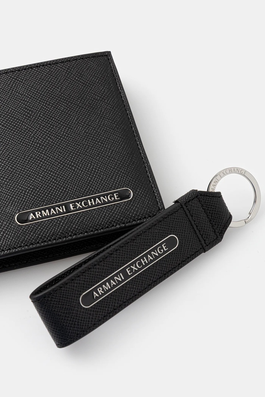 Кожаный кошелек + брелок Armani Exchange цвет чёрный XM001275 AF12702