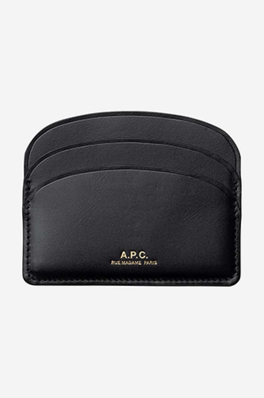 A.P.C. carcasă din piele culoarea negru PXAWV.F63270-BLACK