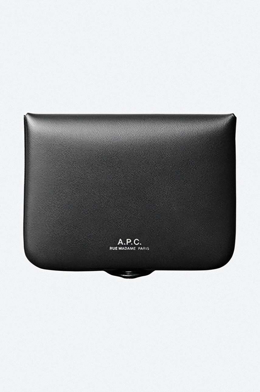 Levně Kožená peněženka A.P.C. Josh Coin-Purse černá barva, PXAWV.H63176-BLACK