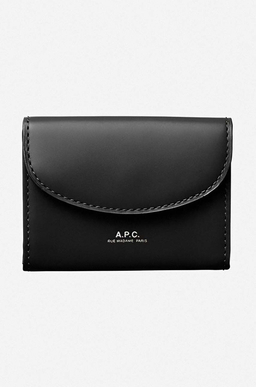 A.P.C. portofel de piele Buisness Card culoarea negru PXAWV.F63349-BLACK