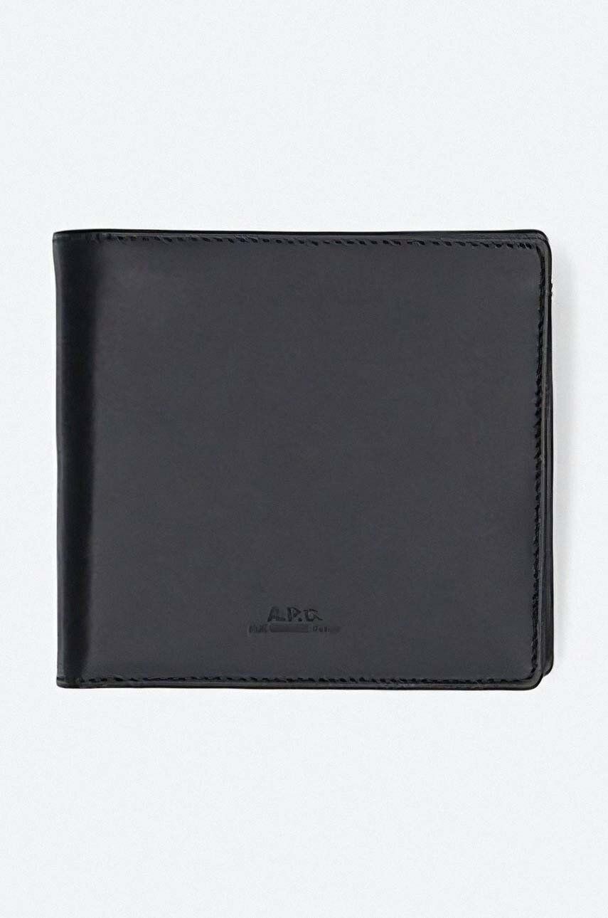 A.P.C. portofel de piele New Portefeuille culoarea negru PXAWV.H63340-BLACK