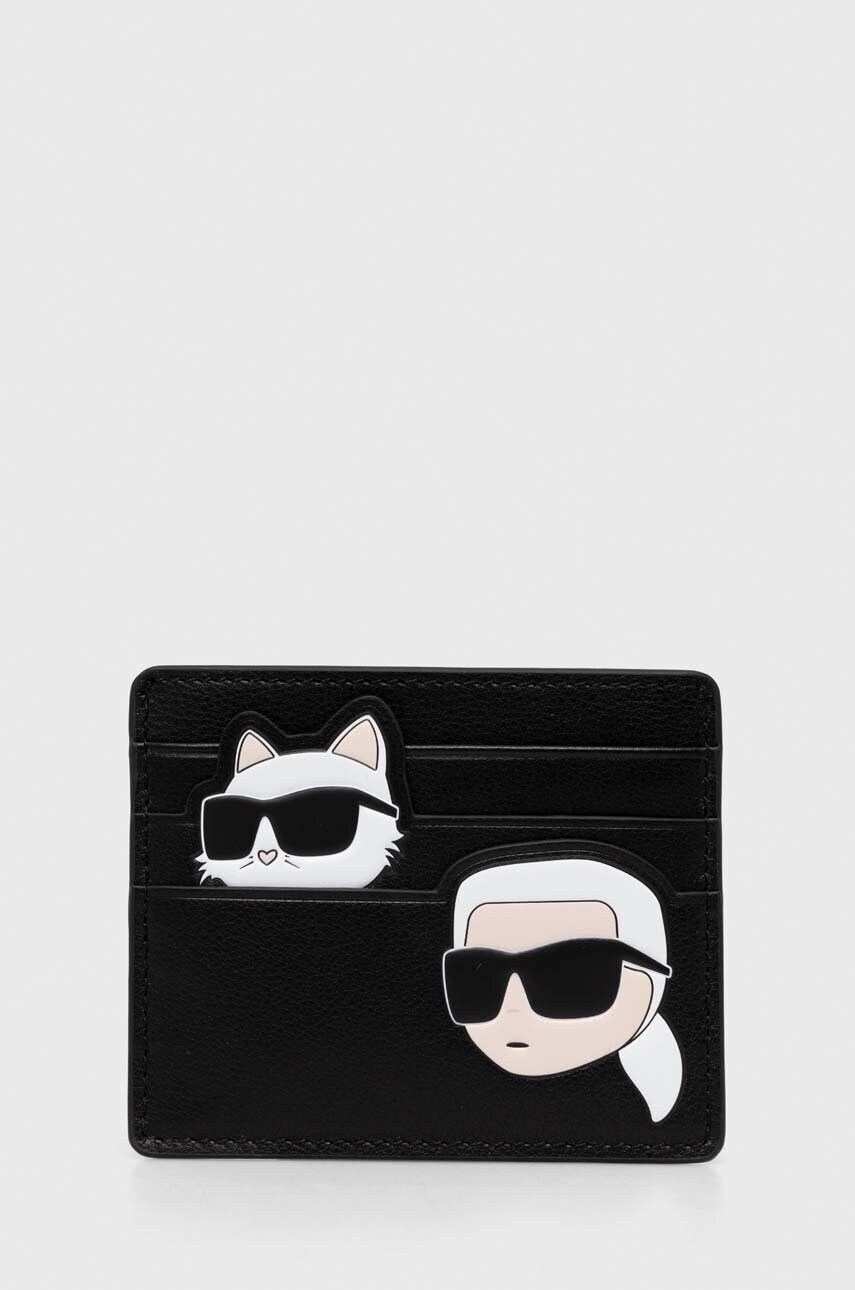 Karl Lagerfeld carcasa din piele culoarea negru, 245W3216