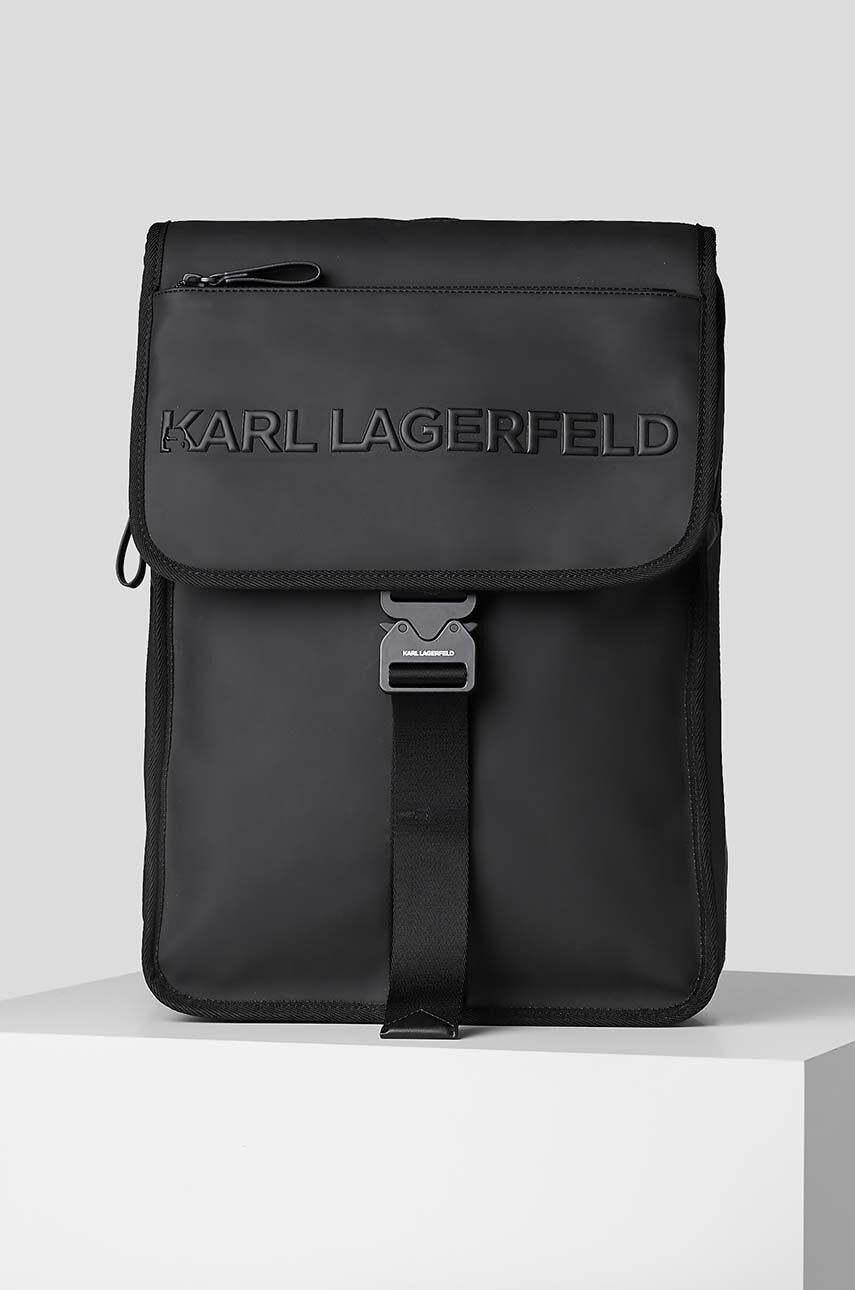 Batoh Karl Lagerfeld pánský, černá barva, velký, hladký - černá -  90 % Polyuretan