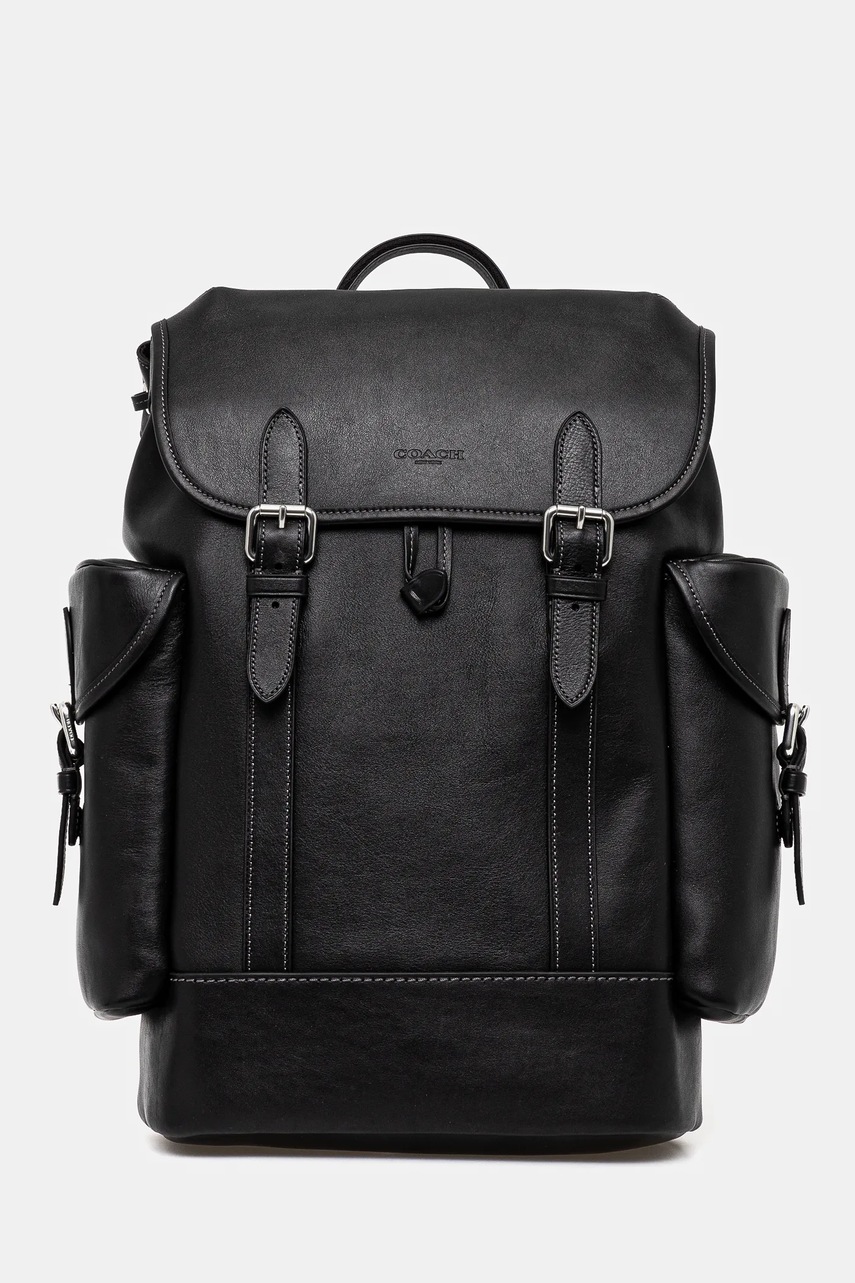 Coach ghiozdan de piele barbati, culoarea negru, mare, neted, CV982