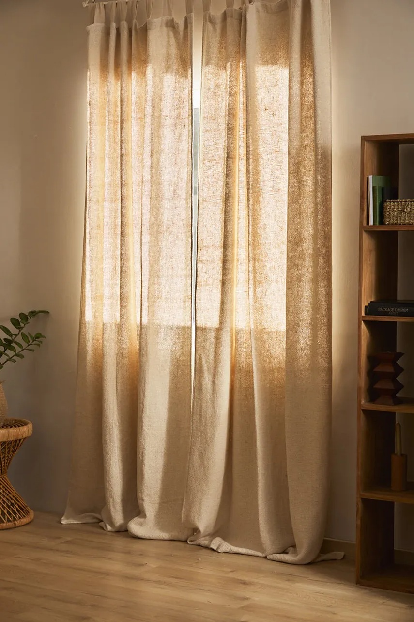 Κουρτίνα ντους Calma House 140 x 280 cm χρώμα: μπεζ φωτογραφία