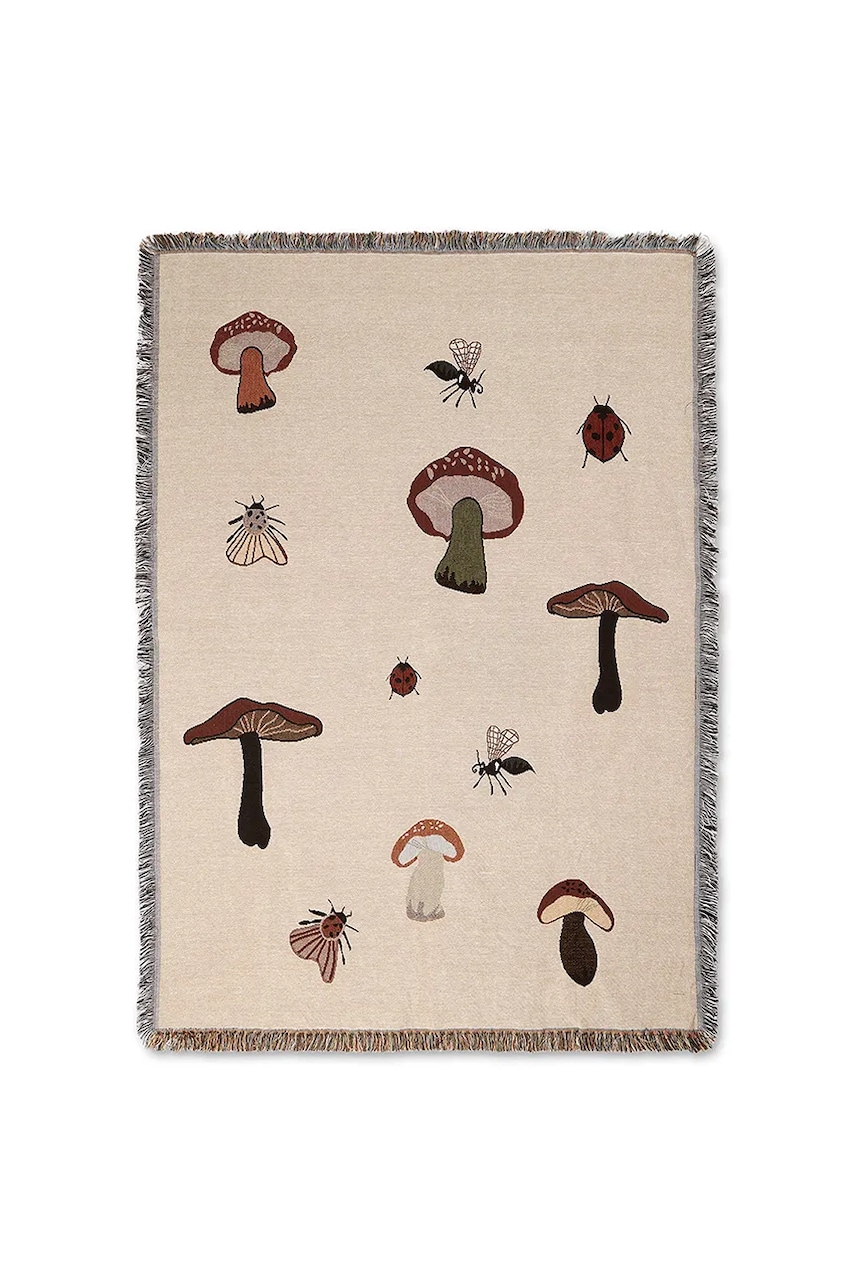 ferm LIVING pătură de bumbac Forest Tapestry 120 x 170 cm culoarea bej
