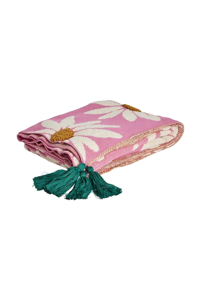 Rice pătură de bumbac 125 x 150 cm culoarea roz