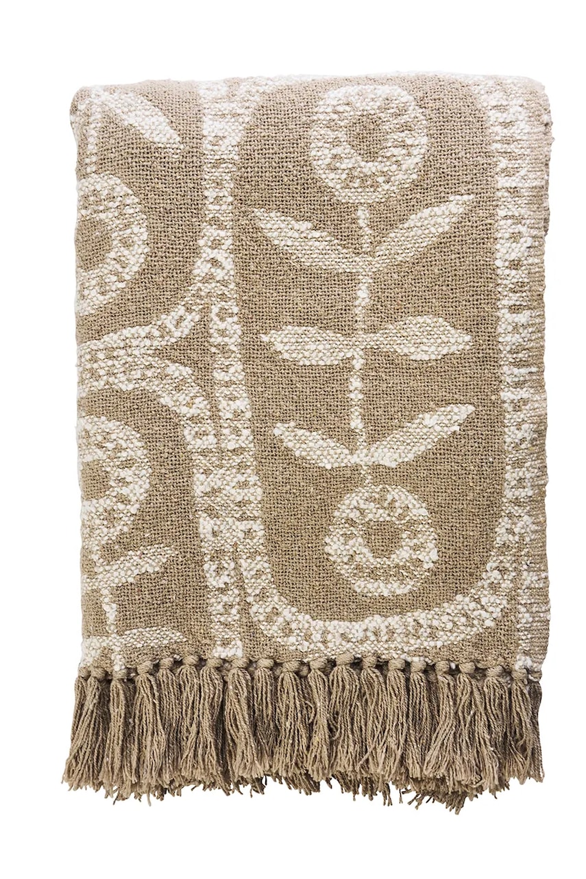 Madam Stoltz cuvertură de pat din bumbac 125 x 175 cm culoarea bej