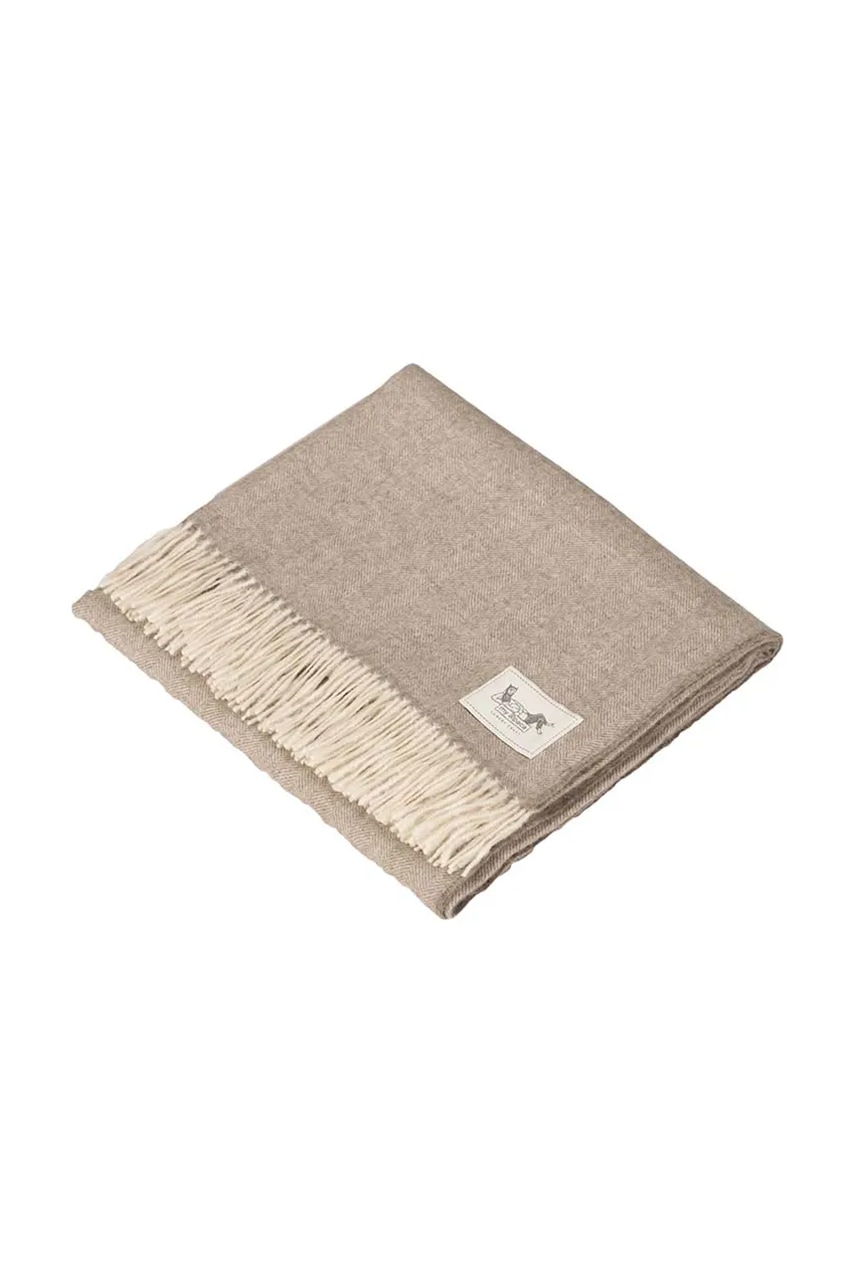 My Alpaca pătură din lână de alpaca Fishbone 150 x 200 cm culoarea alb