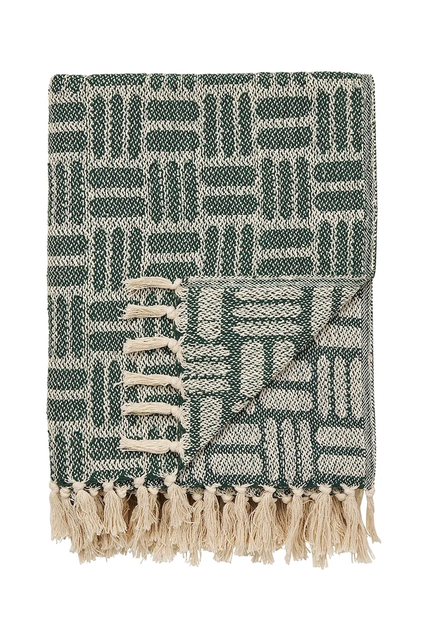 House Nordic pătură de bumbac Adana 130 x 180 cm culoare verde