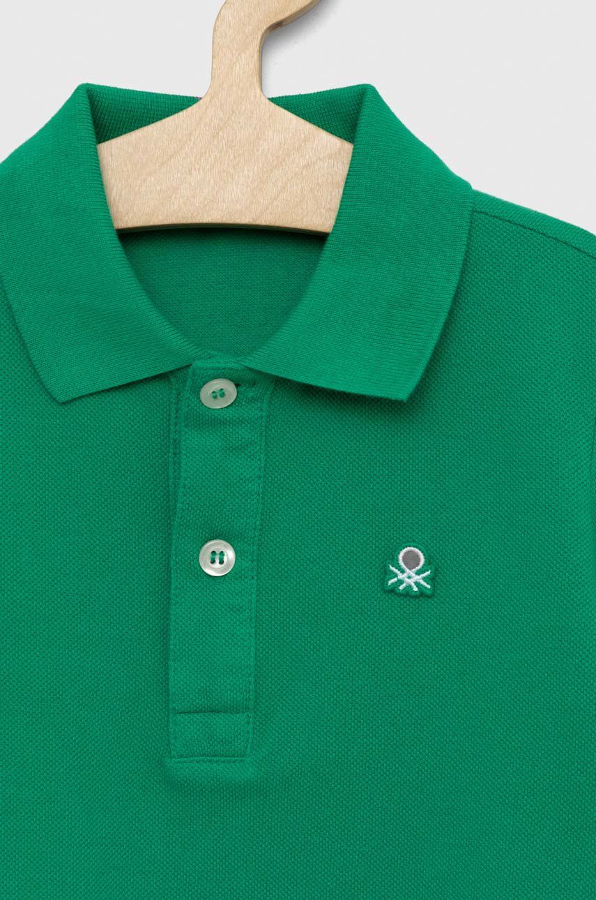 United Colors Of Benetton Tricouri Polo Din Bumbac Pentru Copii Culoarea Verde, Neted