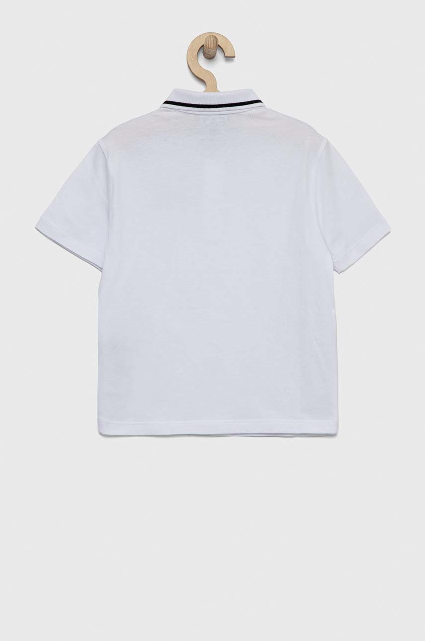 Детское хлопковое поло EA7 Emporio Armani цвет белый однотонный