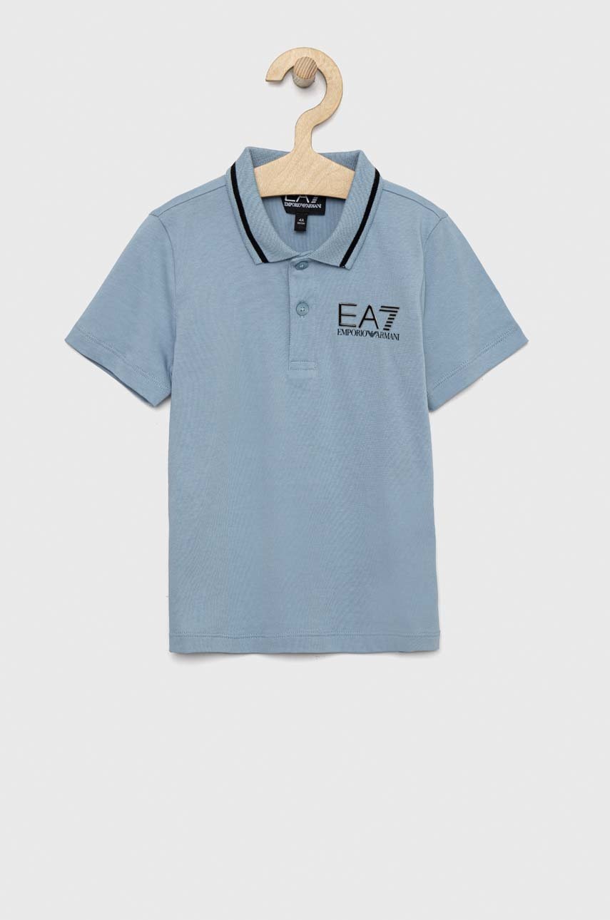 

Детское хлопковое поло EA7 Emporio Armani однотонный