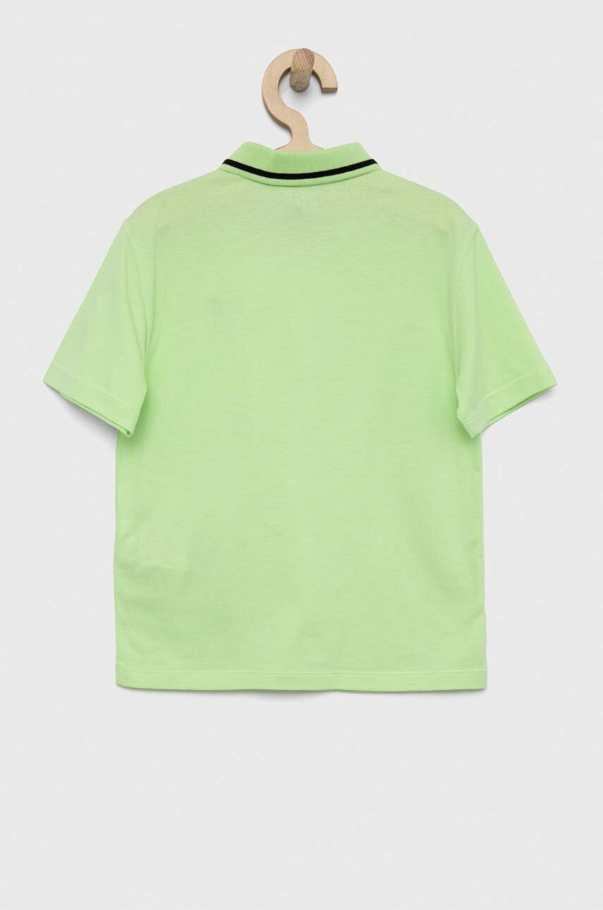Детское хлопковое поло EA7 Emporio Armani цвет зелёный однотонный Детское хлопковое поло EA7 Emporio Armani цвет зелёный однотонный