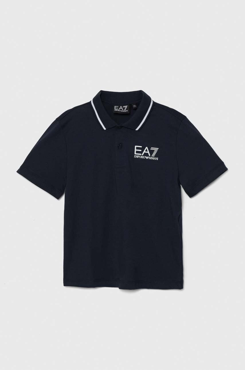 EA7 Emporio Armani tricouri polo din bumbac pentru copii neted