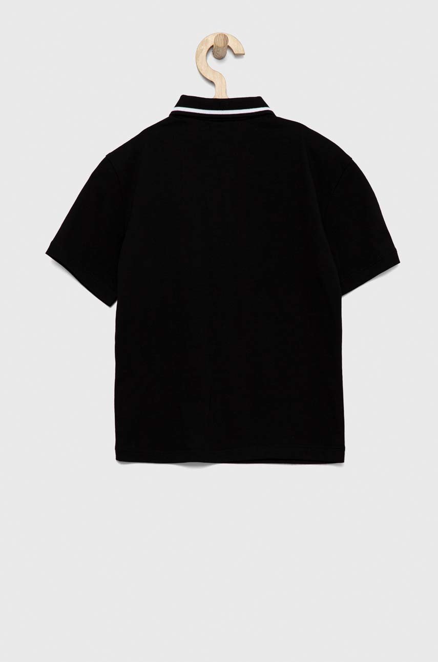 Детское хлопковое поло EA7 Emporio Armani цвет чёрный однотонный