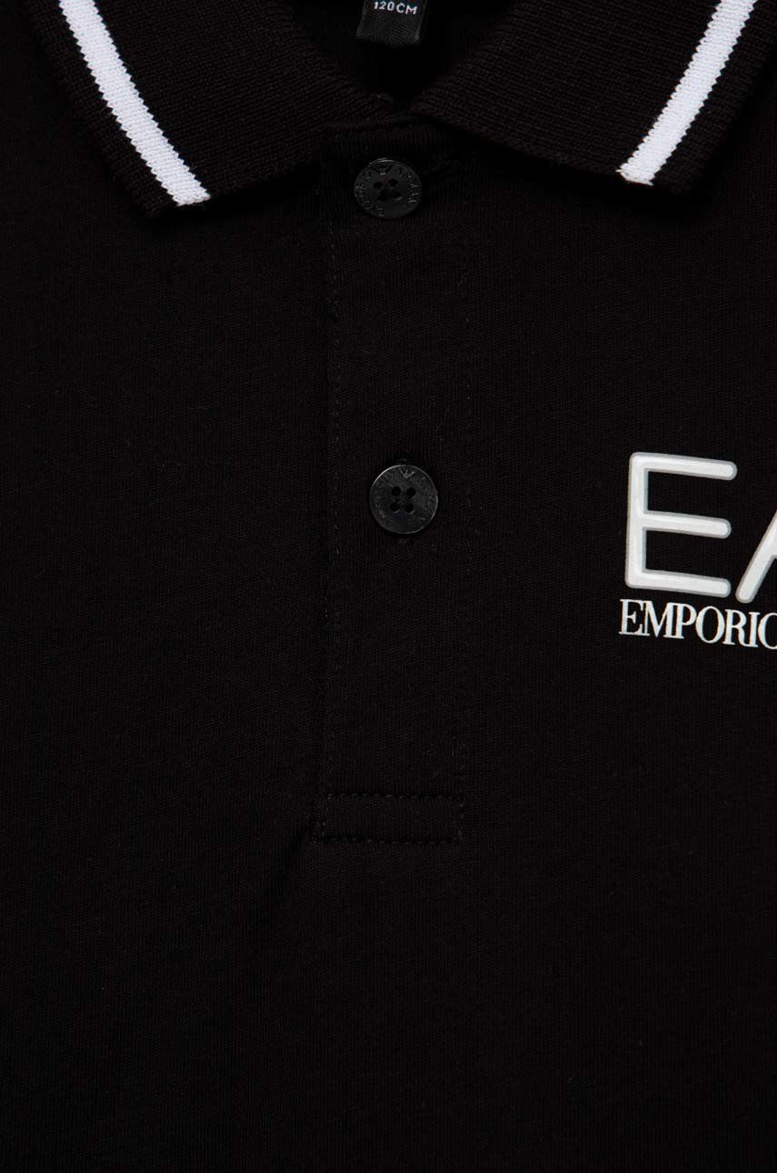 EA7 Emporio Armani Tricouri Polo Din Bumbac Pentru Copii Culoarea Negru, Neted