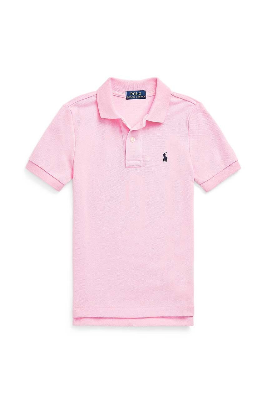 

Детское хлопковое поло Polo Ralph Lauren цвет розовый однотонный