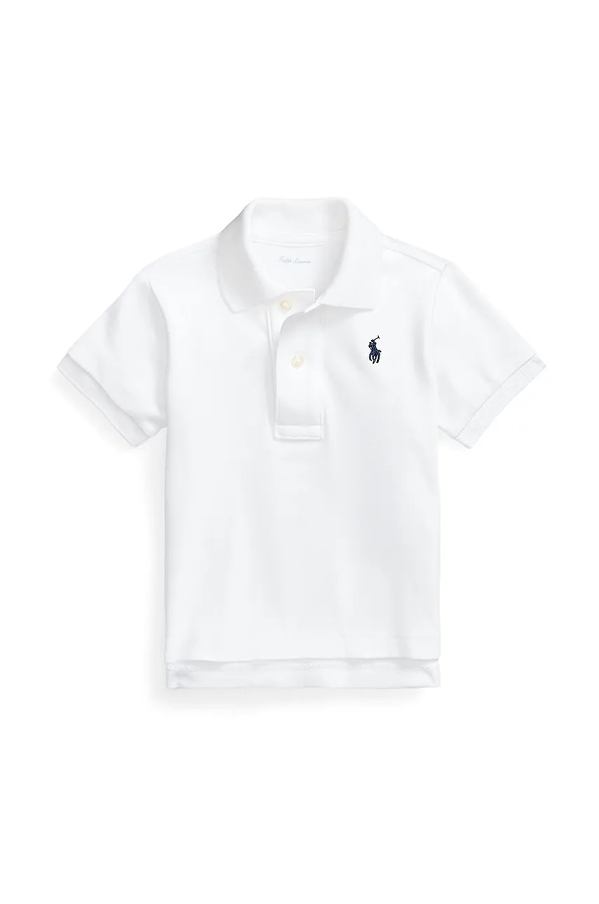Хлопковое поло для младенцев Polo Ralph Lauren цвет белый однотонный 320570127001 Хлопковое поло для младенцев Polo Ralph Lauren цвет белый однотонный 320570127001