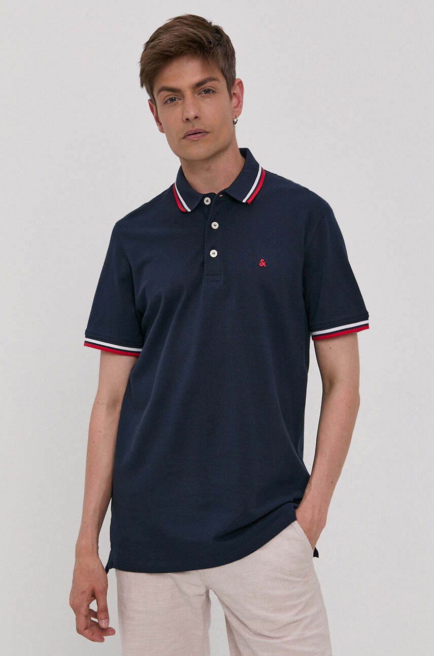 

Тениска с яка Jack & Jones в тъмносиньо с изчистен дизайн, Тъмносин