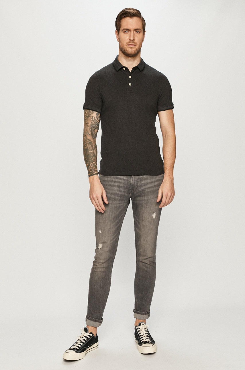 

Поло Jack & Jones цвет серый гладкий