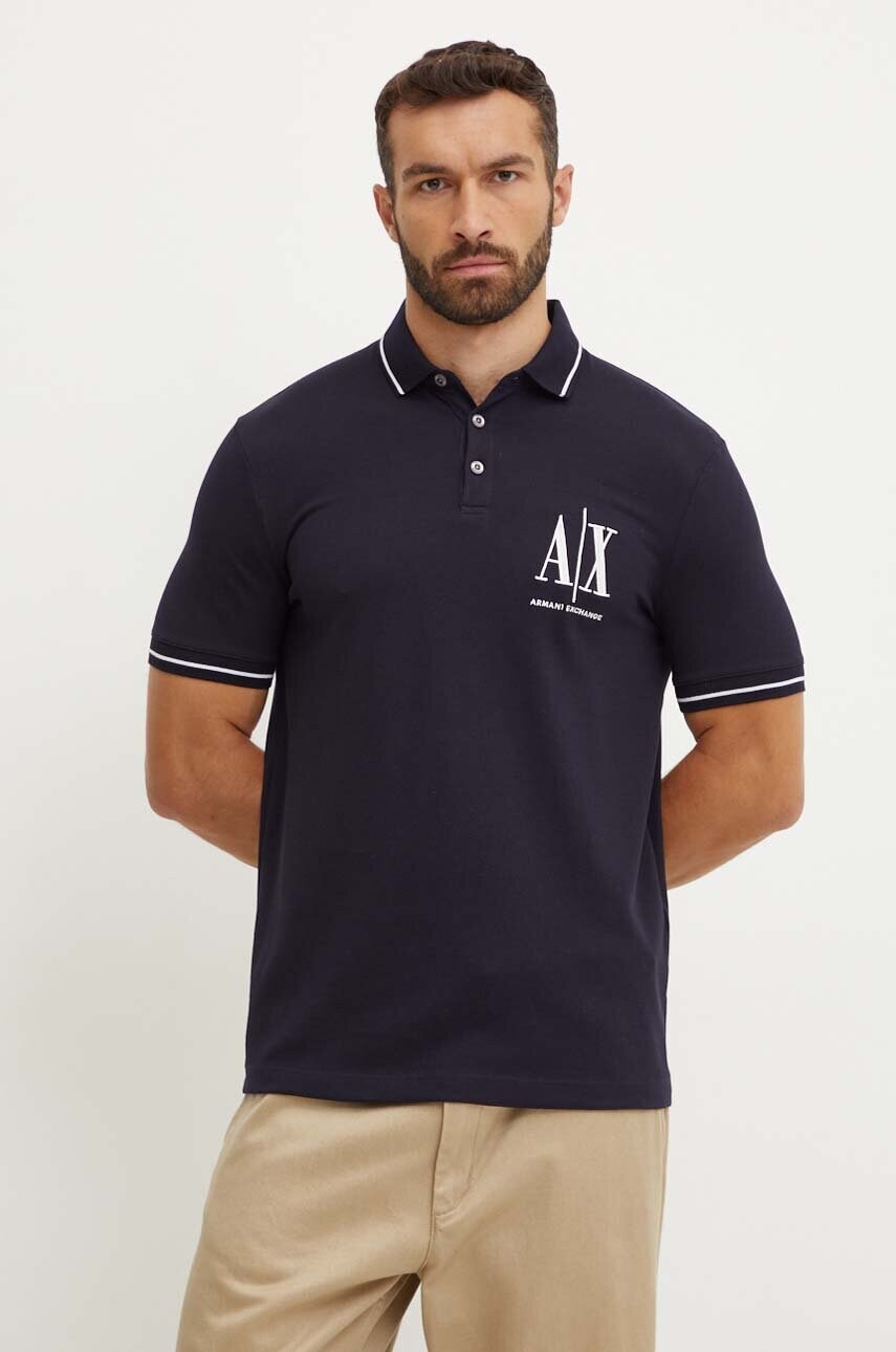 Levně Polo tričko Armani Exchange tmavomodrá barva, s aplikací