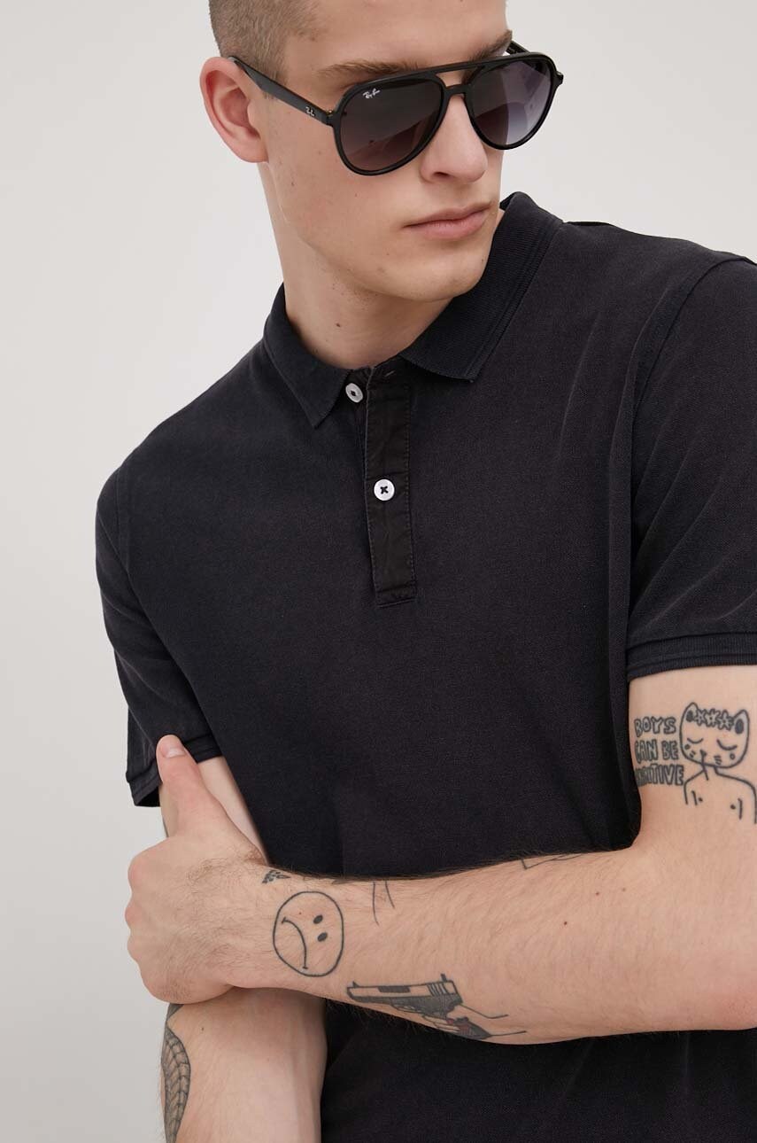 Only & sons polo de bumbac culoarea albastru marin, neted