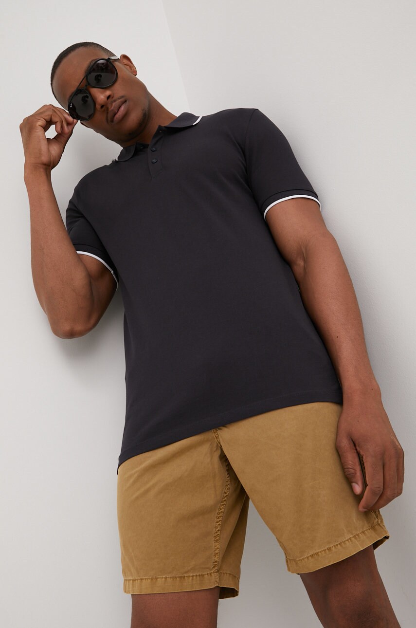 Only & sons tricou polo barbati, culoarea albastru marin, neted