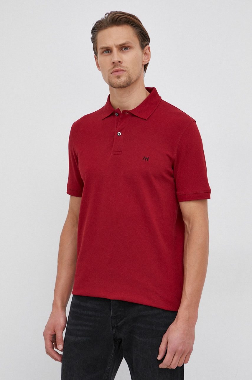 Selected Homme tricou Polo bărbați, culoarea rosu, material neted answear.ro imagine noua