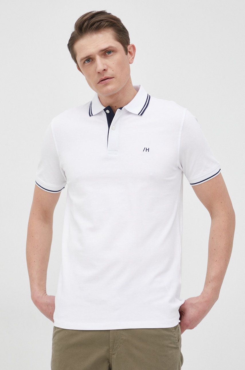 Selected Homme tricou polo barbati, culoarea alb, neted 2023 ❤️ Pret Super answear imagine noua 2022