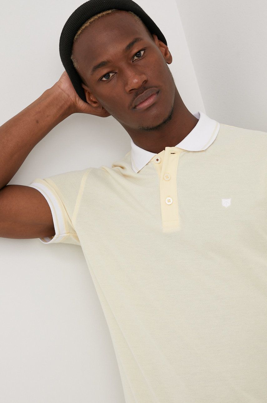 Premium by Jack&Jones tricou polo barbati, culoarea galben, neted answear.ro imagine noua