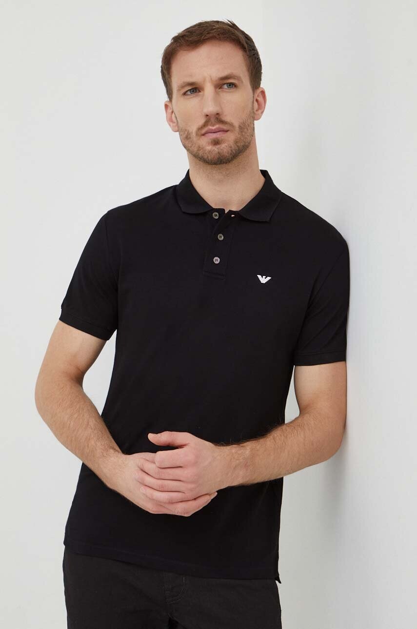 Emporio Armani polo de bumbac culoarea alb, neted